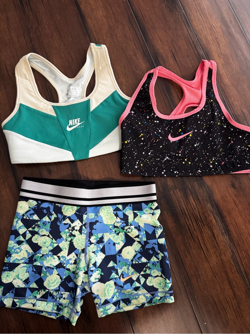 Kids Nike sports bras and shorts bundle